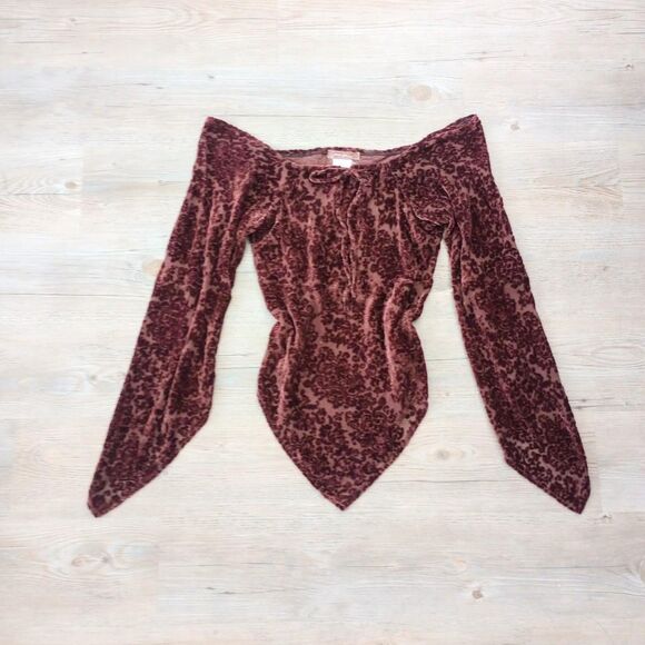 Y2K Parisian Brown Sheer Velvet Fairy Blouse - Picture 1 of 3